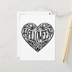 Cartão Postal Coração de Halloween, Coração Negro, Feriado