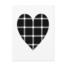 Coração de ilusão óptica a preto e branco