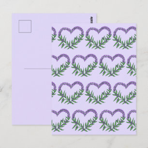 Cartão Postal Coração de Lavanda Floral Fofo