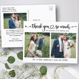 Cartão Postal Coração de Letra Caligráfica 3 Foto Casamento Agra