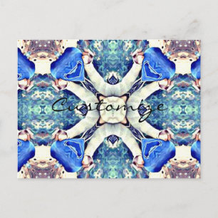 Cartão Postal Coração de mandala azul Thunder_Cove