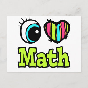 Cartão Postal Coração de Olho Brilhante Eu Amo Matemática