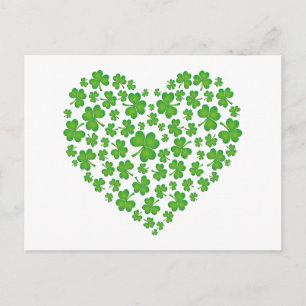 Cartão Postal Coração de Trevo Verde