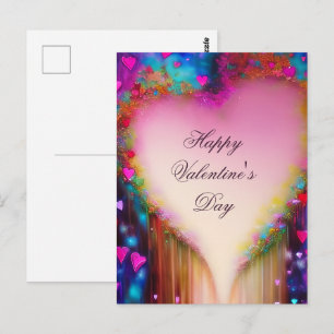 Cartão Postal Coração de valentine floral abstrato pingando