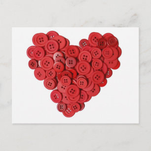 Cartão Postal Coração do Botão Vermelho