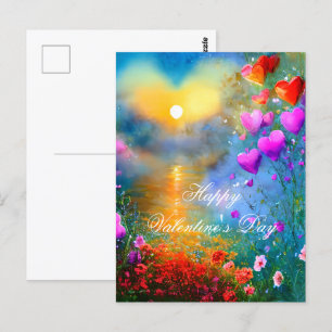 Cartão Postal Coração do pôr do sol namorados