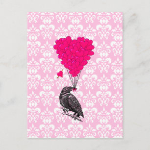 Cartão Postal Coração e coração no damasco rosa
