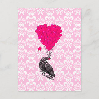 Cartão Postal Coração e coração no damasco rosa