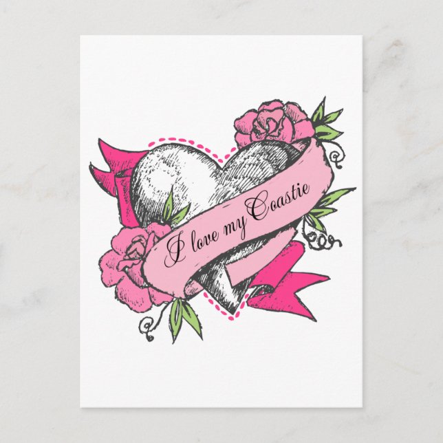 Cartão Postal Coração e Rosas (Frente)
