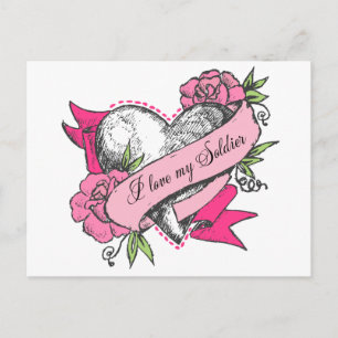 Cartão Postal Coração e Rosas