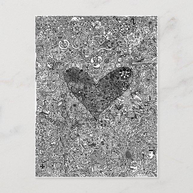 Cartão Postal Coração e Símbolos (Frente)