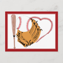 Cartão Postal Coração e Texto do Baseball