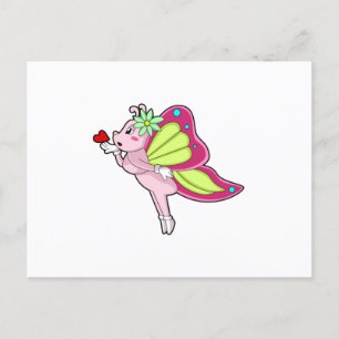 Cartão Postal Coração em Flor de Borboleta