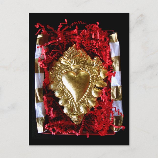 Cartão Postal Coração flamejante — placa (Frente)