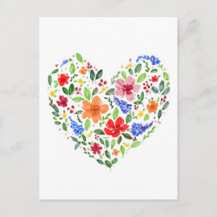 Cartão Postal Coração Floral