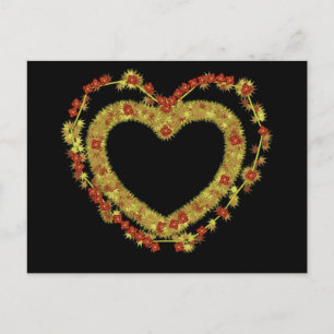 Cartão Postal Coração Floral Decorativo