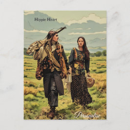 Cartão Postal Coração Hippie Amor Homem Mulher Vintage Pessoal 