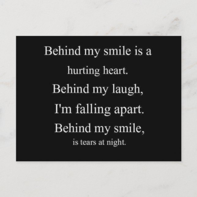 Cartão Postal Coração magoado tristeza depressão sozinho emo rel (Frente)