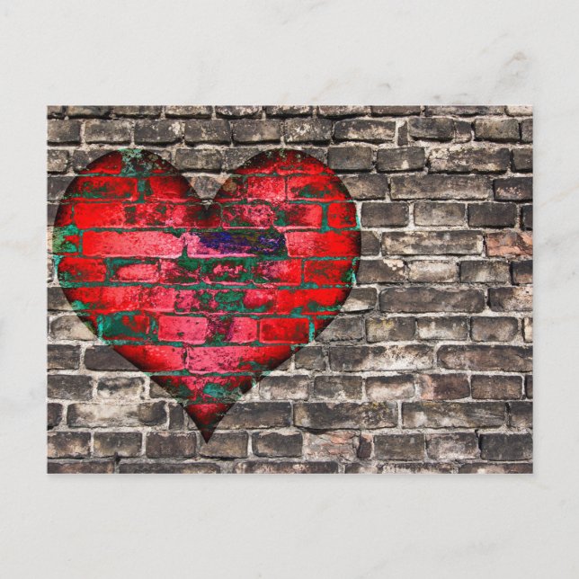 Cartão Postal Coração Na Parede (Frente)