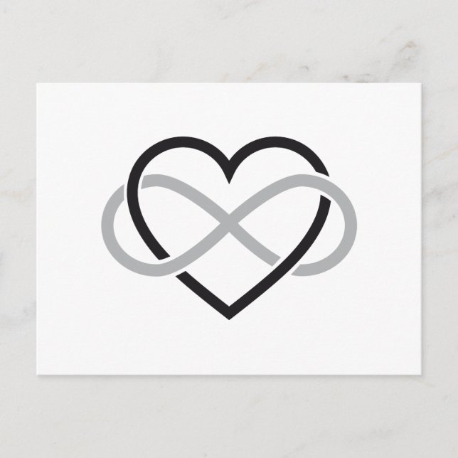 Cartão Postal Coração negro com sinal infinito (Frente)