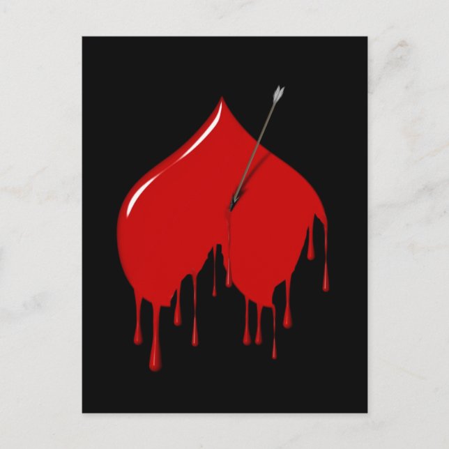 Cartão Postal Coração para Baixo (Adicionar Texto) (Frente)