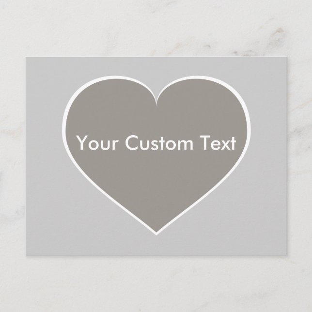 Cartão Postal Coração prateada com contorno branco (Frente)