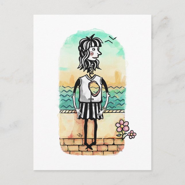 Cartão Postal Coração Quebrada de Garota (Frente)