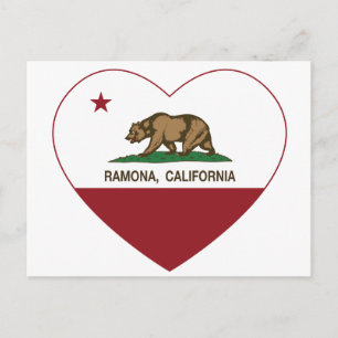 Cartão Postal coração ramona, bandeira da Califórnia