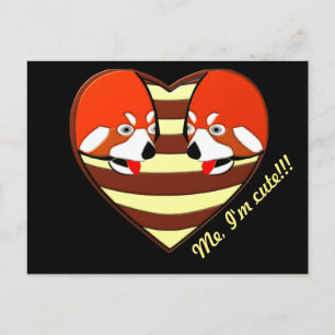 Cartão Postal Coração Red Panda Love