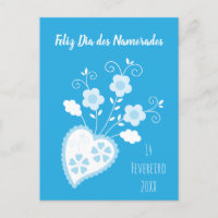Coração romântico português azul