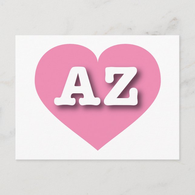 Cartão Postal Coração Rosa arizona - Eu amo AZ (Frente)