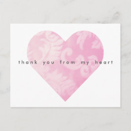 Cartão Postal Coração Rosa Obrigado Cartão-Postal Personalizável