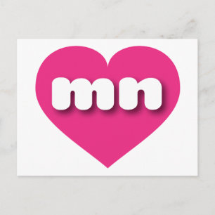 Cartão Postal Coração rosa quente de Minnesota - Eu amo mn