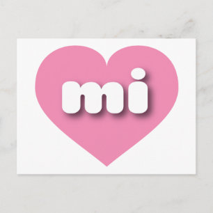 Cartão Postal Coração Rosa Sólido MIchigan - amor