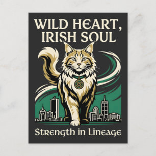 Cartão Postal Coração Selvagem Alma Irlandesa Maine Coon