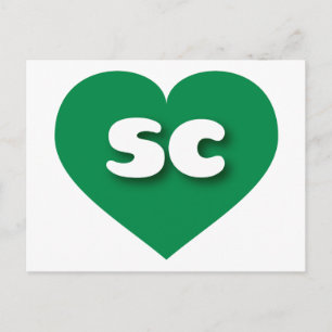 Cartão Postal Coração Verde da Carolina do Sul - amor