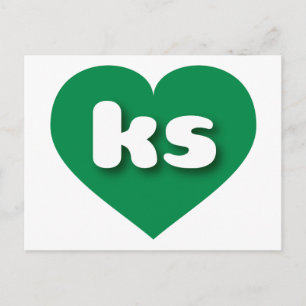 Cartão Postal Coração verde do Kansas - Eu adoro caras