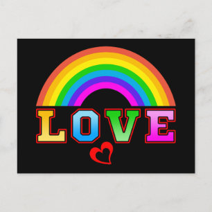 Cartão Postal Coração Vermelho Arco-íris Colorido Amor