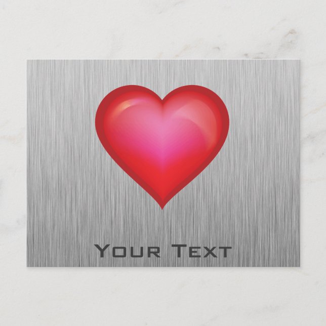 Cartão Postal Coração Vermelho; aspecto metálico (Frente)