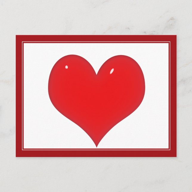 Cartão Postal Coração Vermelho brilhante (Frente)