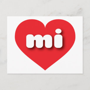 Cartão Postal Coração vermelho de Michigan - Eu amo mi