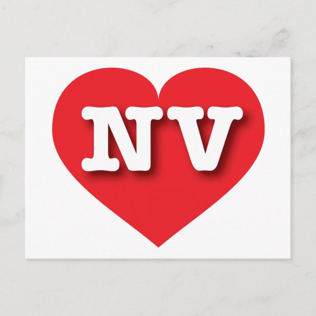 Cartão Postal Coração Vermelho de Nevada - Eu amo NV (Frente)