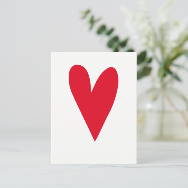 Cartão Postal Coração Vermelho Fofo (Em pé/Frente)
