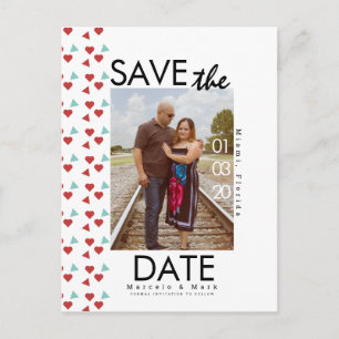 Cartão Postal Coração Vermelho Fofo Confetes Save The Dates Foto