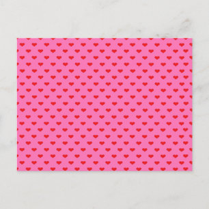 Cartão Postal Corações à Vontade, corações vermelhos sobre rosa,