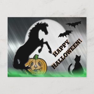 Cartão Postal Corações Cavalos V Halloween