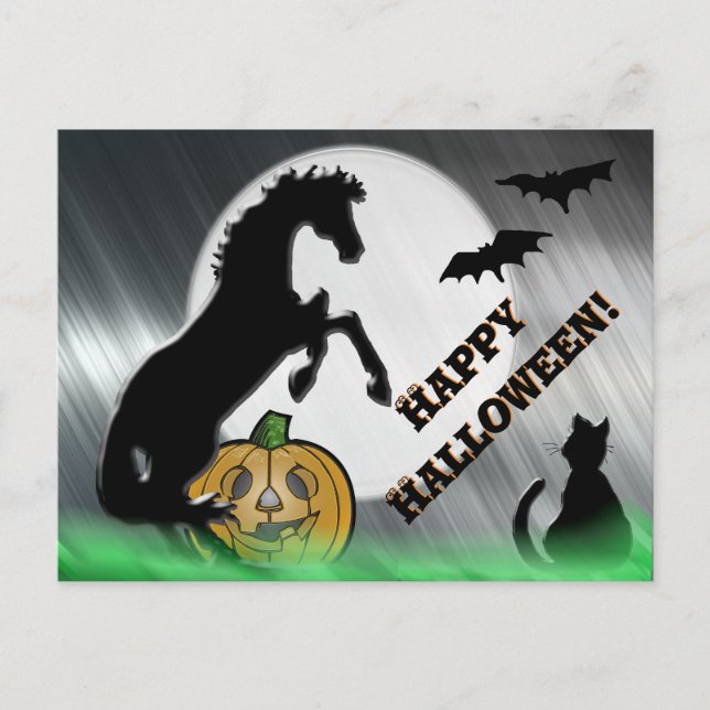 Cartão Postal Corações Cavalos V Halloween (Frente)