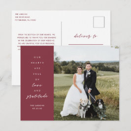 Cartão Postal Corações Cheios de Foto Casamento Agradecimento Ca