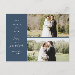 Cartão Postal Corações Cheios Duas Fotos Casamento Agradecimento