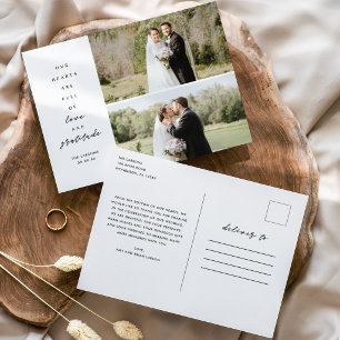Cartão Postal Corações Cheios Duas Fotos Casamento Agradecimento